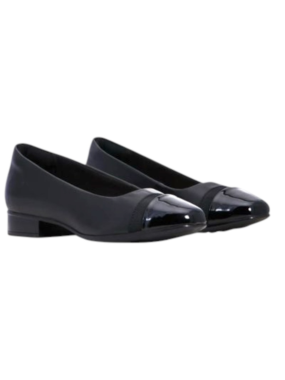 Clarks Black Leather/Patent Juliet Monte Medium Width Flat (8M)